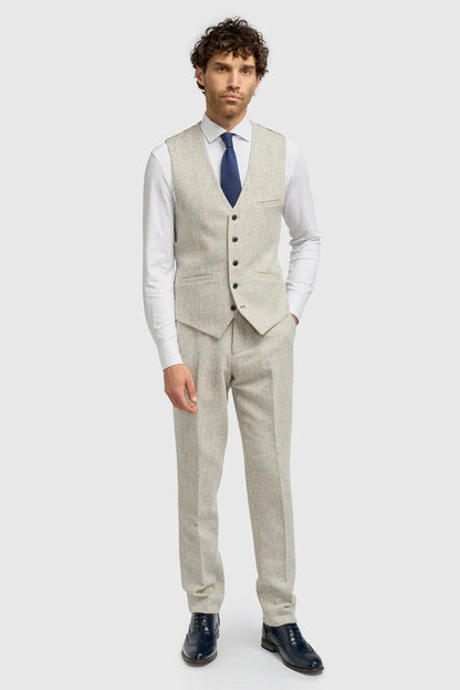 CAVANI – Thomas Tailored Suit Wool Pearl Grey Herringbone