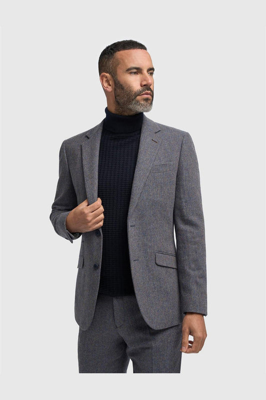 CAVANI – Thomas Savoy Grey Wool Rich Herringbone Jacket