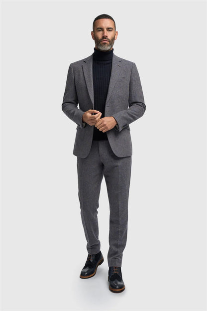 CAVANI – Thomas Savoy Grey Wool Rich Herringbone Jacket