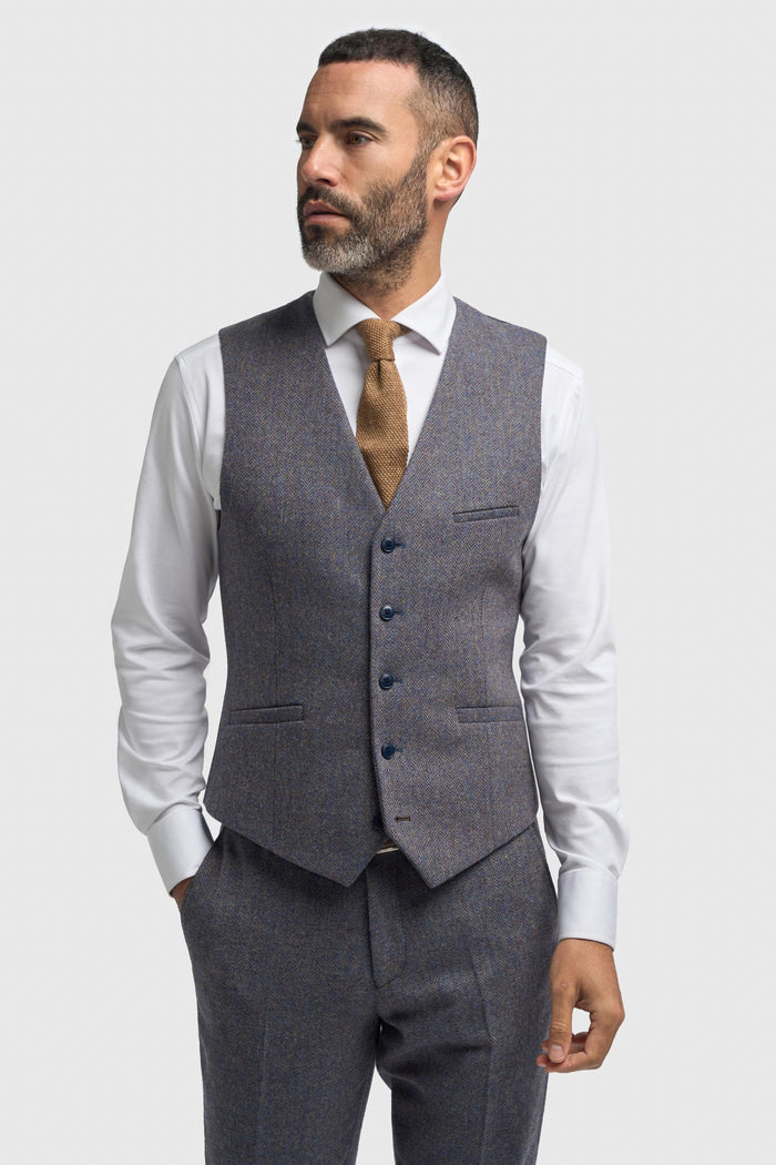 CAVANI Thomas Tailored Suit Wool Rich Savoy Grey Herringbone