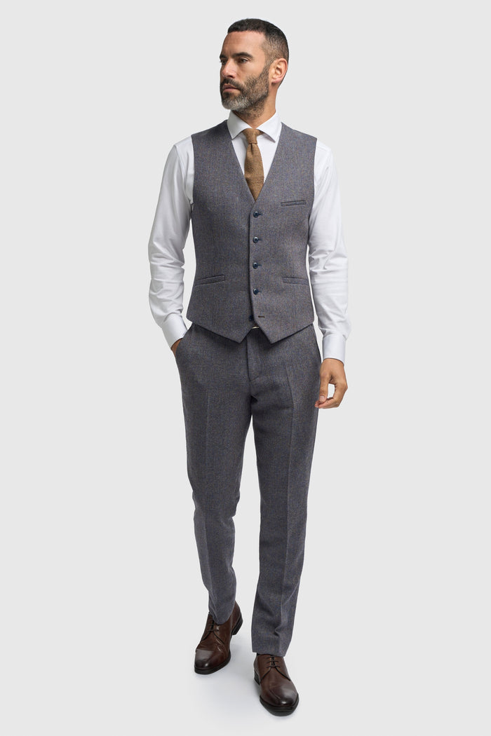 CAVANI Thomas Tailored Suit Wool Rich Savoy Grey Herringbone