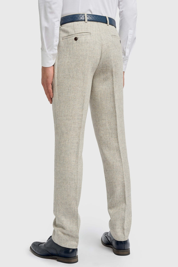 CAVANI – Thomas Tailored Suit Wool Pearl Grey Herringbone