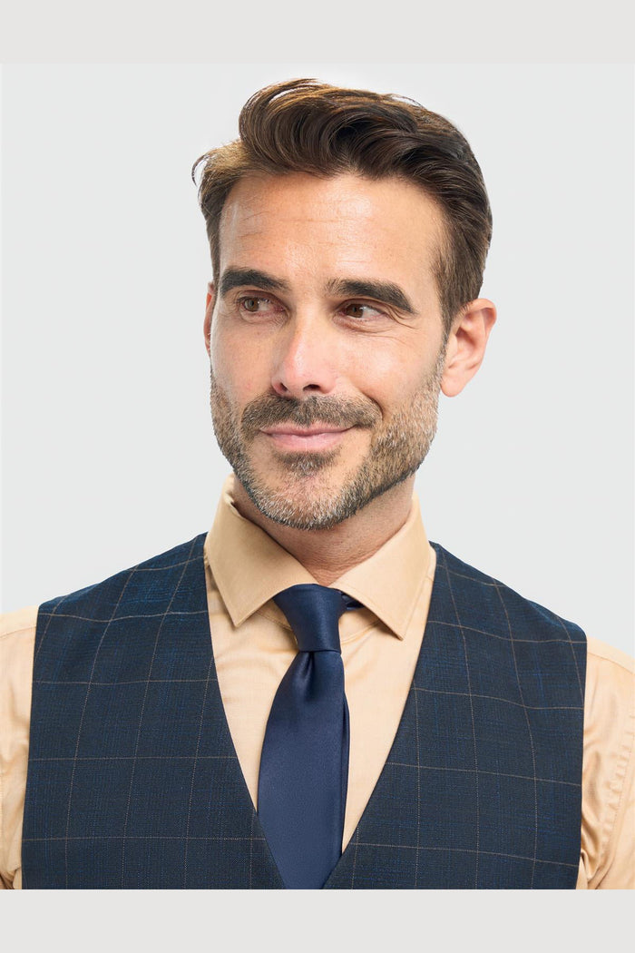 Cavani – Torino Grid Check Navy 3 Piece Suit