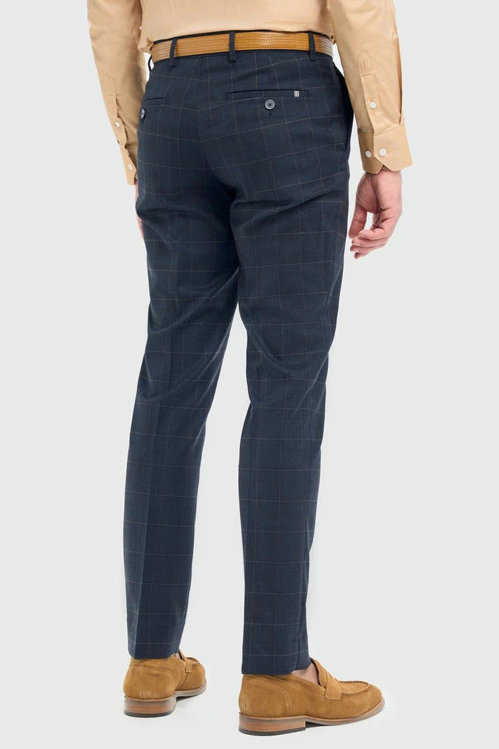 Cavani – Torino Navy Check Trousers Tailored Fit