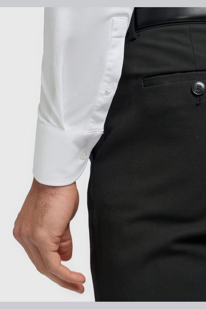 Cavani – White Cotton Blend Stretch Slim Fit Shirt