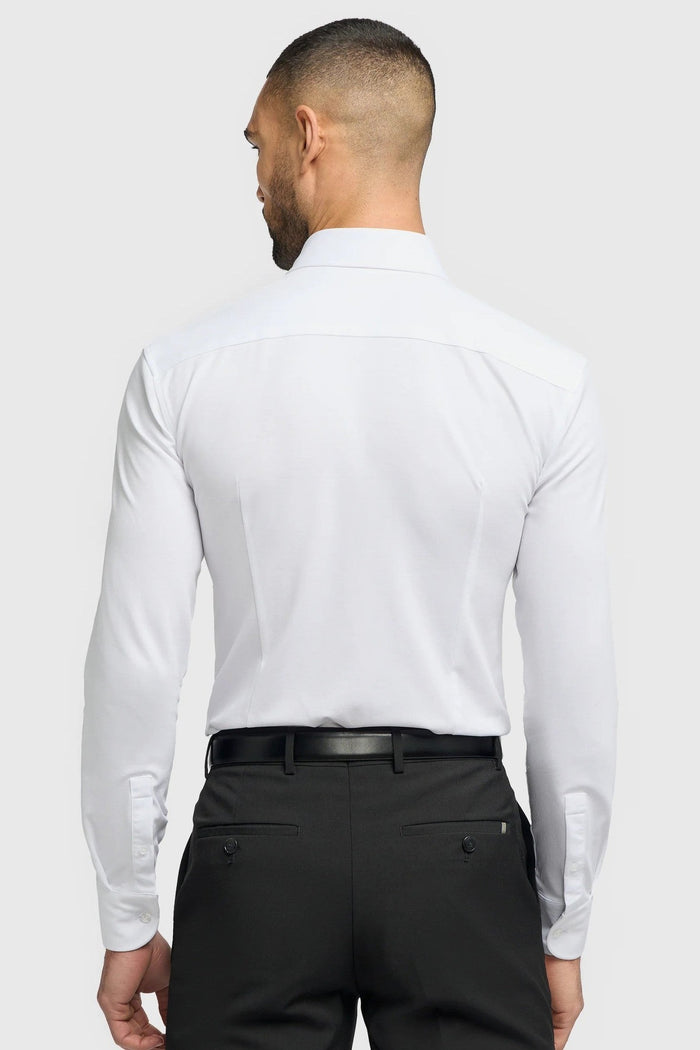 Cavani – White Cotton Blend Stretch Slim Fit Shirt