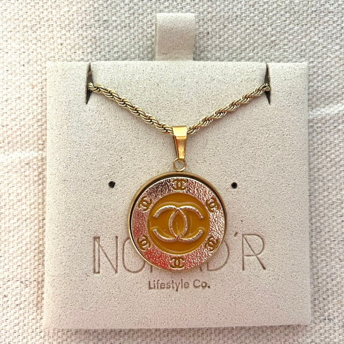 CC Medallion Necklace- YELLOW