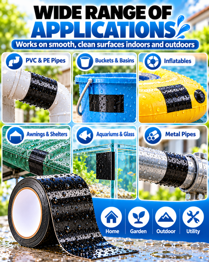 Waterproof Leak Repair Tape, Emergency Seal for Wet Surfaces, Indoor Outdoor Leak Fix for Pipes, Buckets, Hoses, Tents