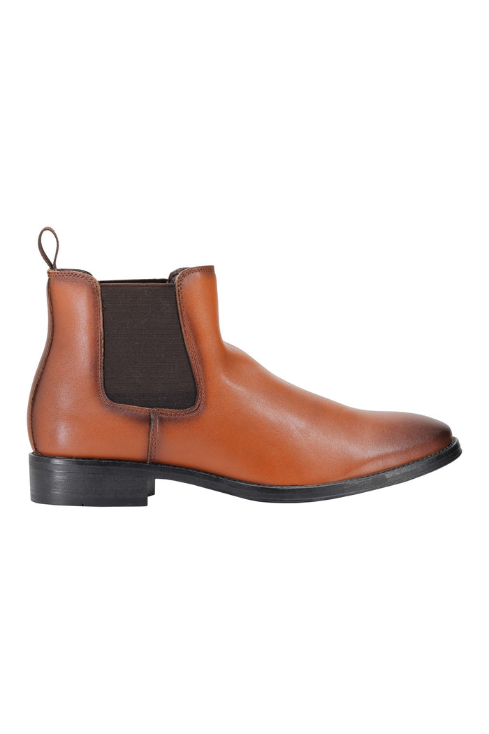 Chelsea Faux Leather Ankle Boots in black and brown