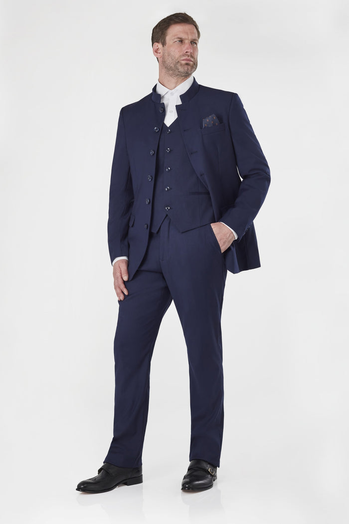 CHINESE GRANDAD COLLAR NAVY JACKET