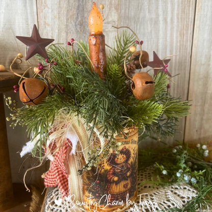 Christmas Annie Tin Can Light Decor