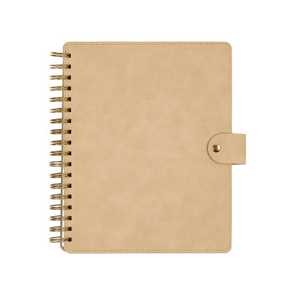 Citrine - Mocha - Classic Customizable Spiral Notebook in warm mocha with gold spiral binding and a button closure for journaling and everyday notes
