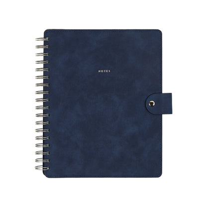 Citrine - Navy - Classic Customizable Spiral Notebook with a textured navy cover metal spiral binding snap closure and NOTES detail