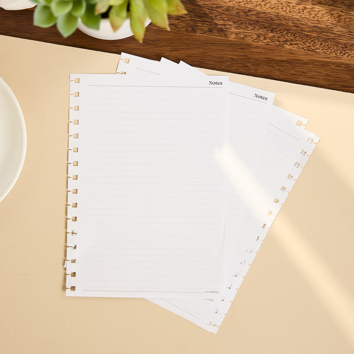 Citrine - Small Customizable Spiral Filler Paper with lined note pages and spiral punch holes for disc bound planners journals and notebooks