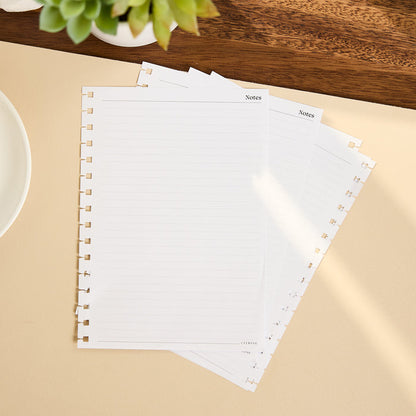 Citrine - Small Customizable Spiral Filler Paper with lined note pages and spiral punch holes for disc bound planners journals and notebooks