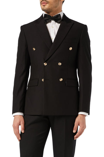 CLASSIC BLACK DOUBLE BREASTED GOLD BUTTON JACKET