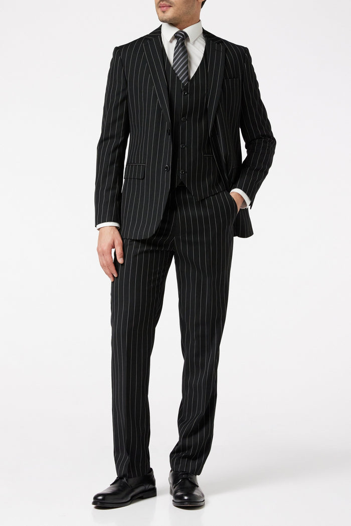 CLASSIC BLACK WHITE PINSTRIPE JACKET
