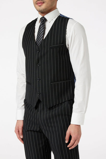 Classic Black White Pinstripe Suit