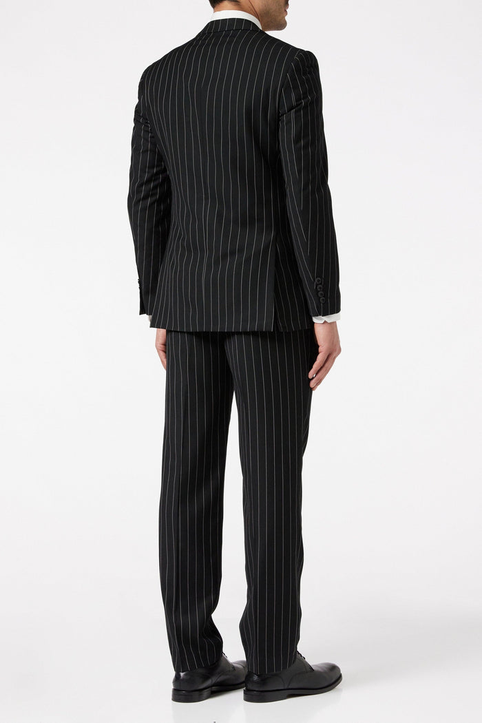 Classic Black White Pinstripe Suit
