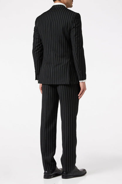 Classic Black White Pinstripe Suit