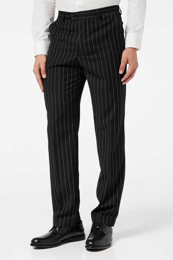 Classic Black White Pinstripe Suit