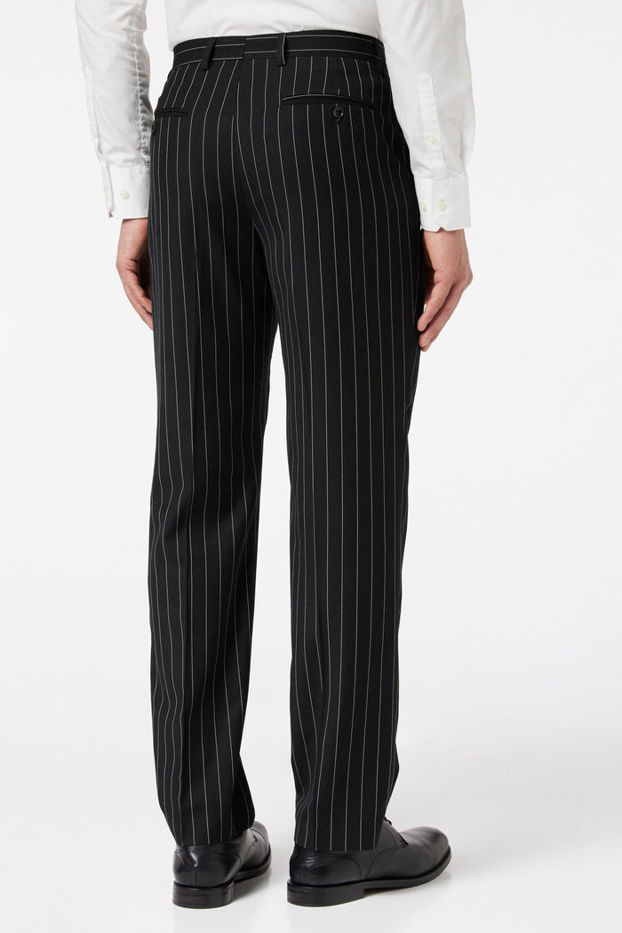 Classic Black White Pinstripe Suit
