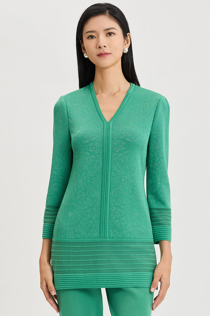 Classic Burnout Medallion Soft Knit Tunic, Kelly Green | Ming Wang