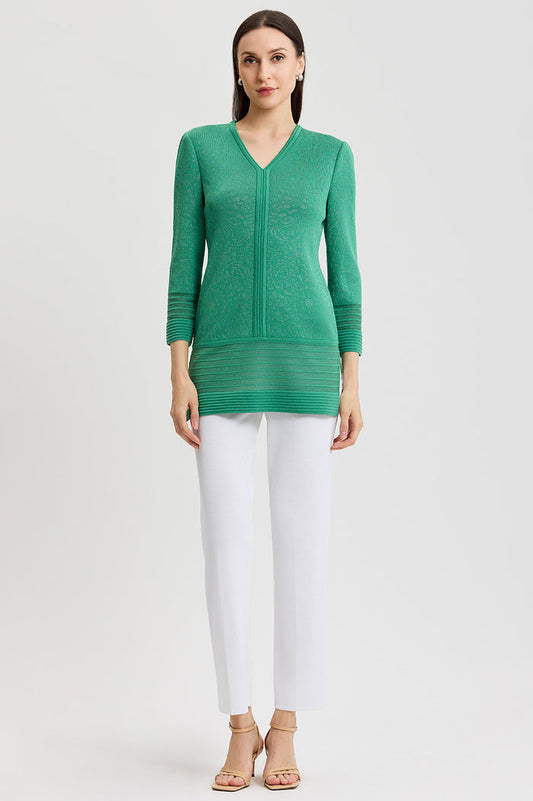Classic Burnout Medallion Soft Knit Tunic, Kelly Green | Ming Wang