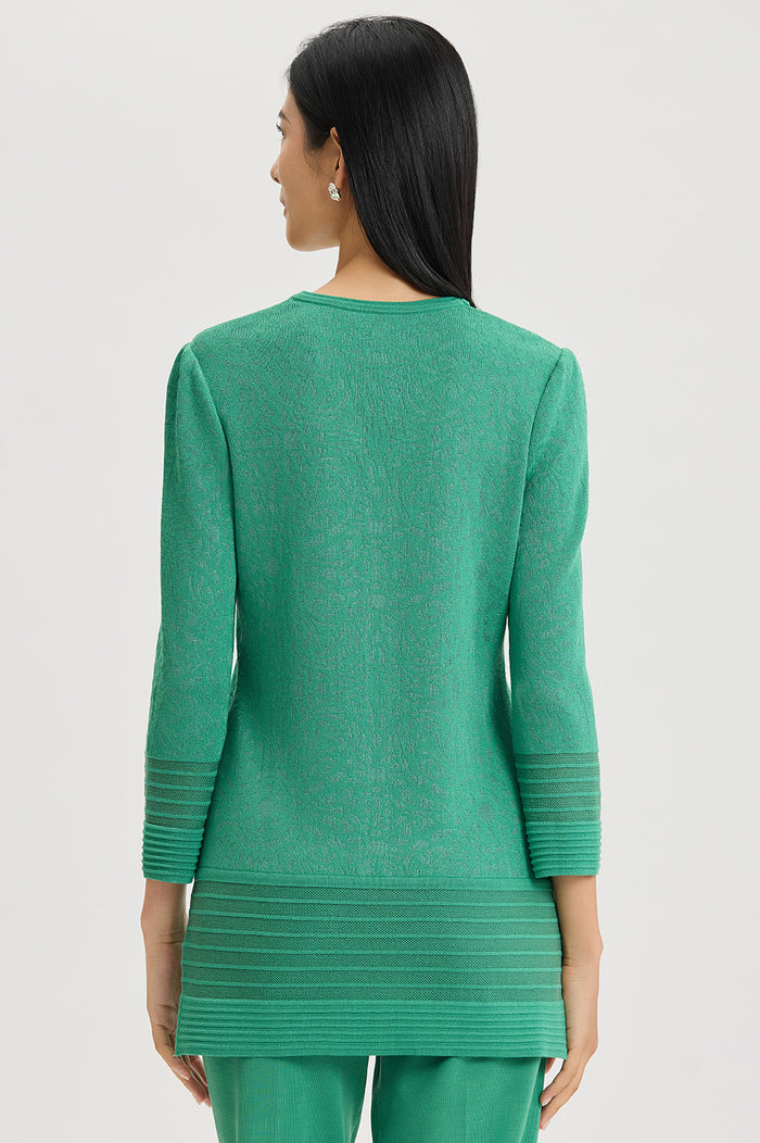 Classic Burnout Medallion Soft Knit Tunic, Kelly Green | Ming Wang