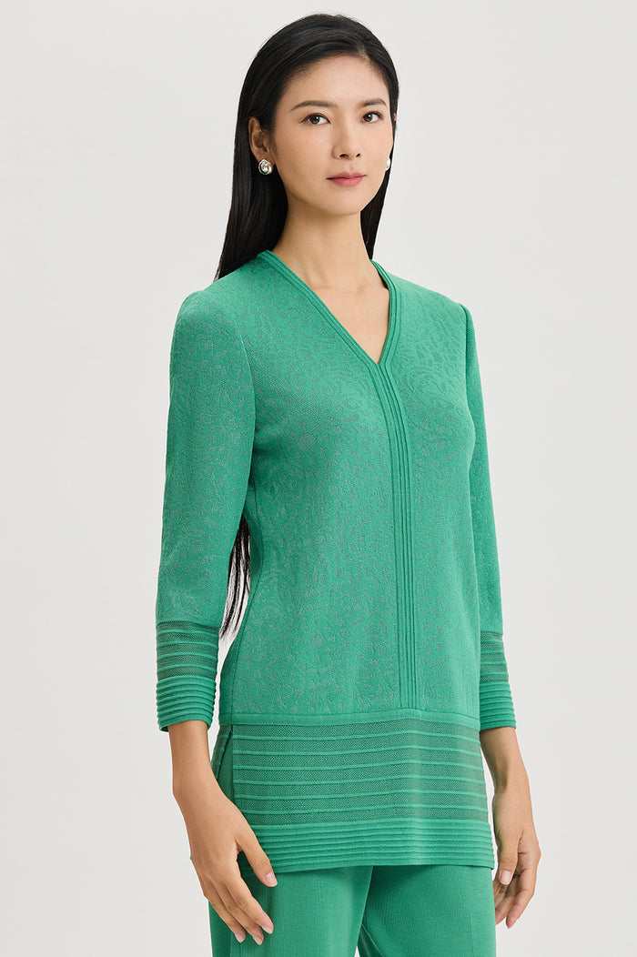Classic Burnout Medallion Soft Knit Tunic, Kelly Green | Ming Wang