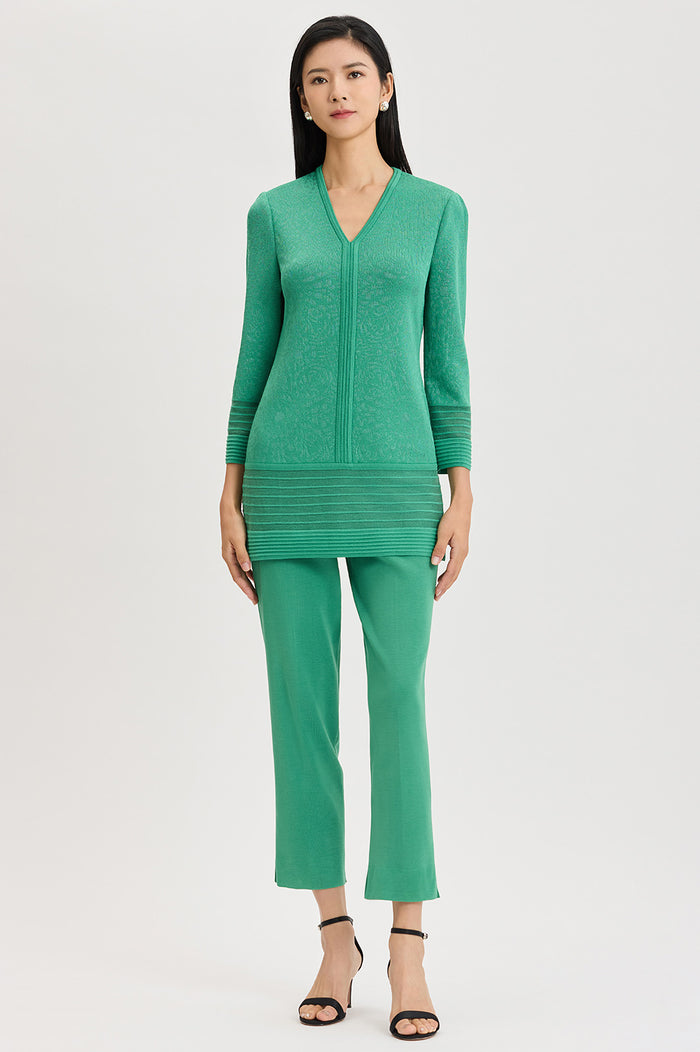 Classic Burnout Medallion Soft Knit Tunic, Kelly Green | Ming Wang