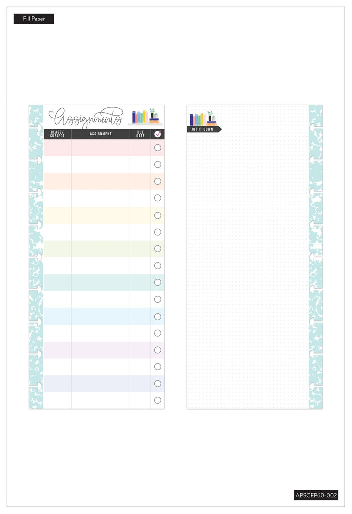 Classic Half Sheet Filler Paper - Rainbow Student Assignments