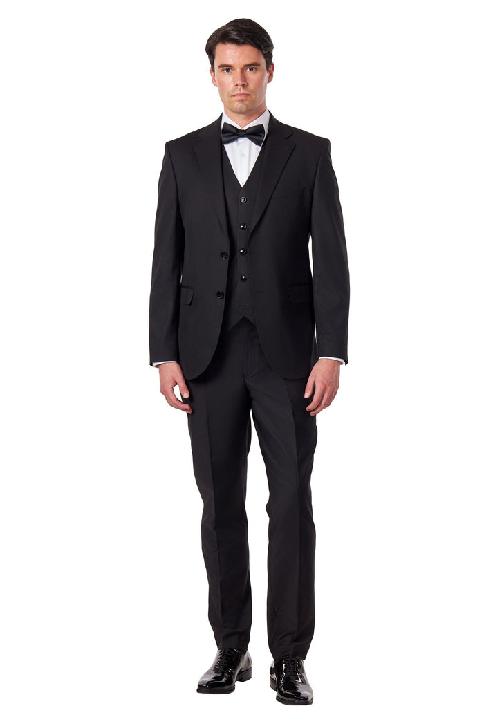 Classic Plain Black 3 Piece Suit Slim Fit