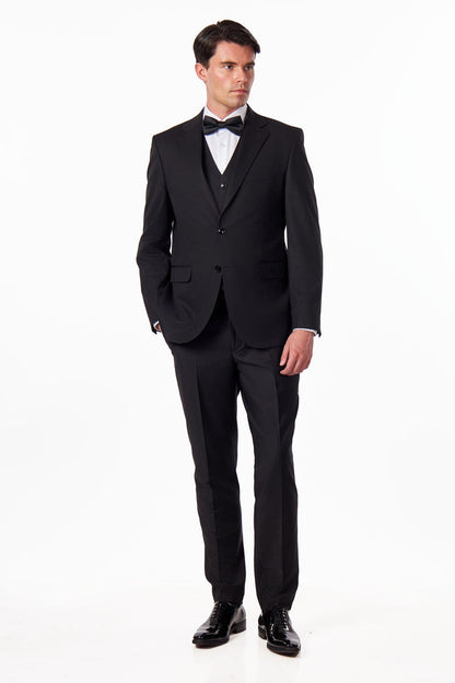 Classic Plain Black 3 Piece Suit Slim Fit