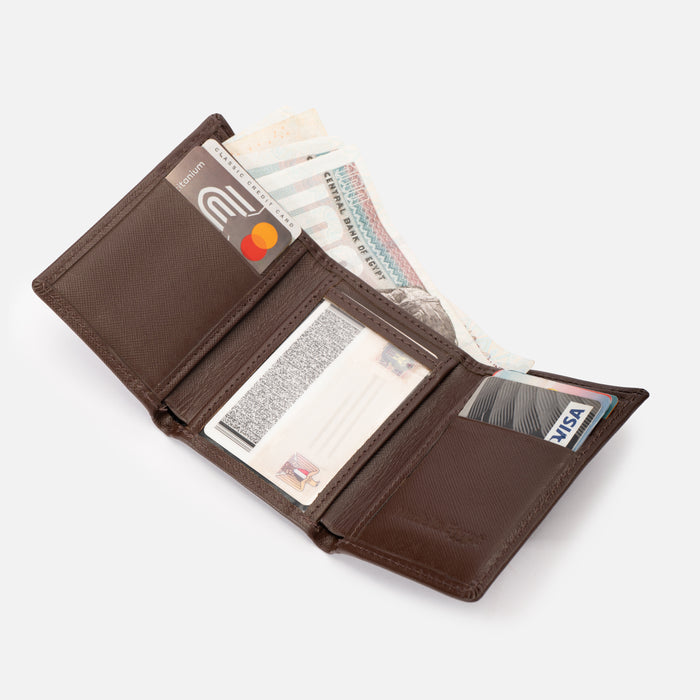 Classic Trifold wallet | Brown Saffiano
