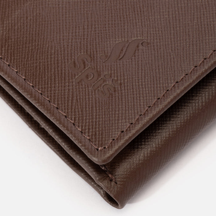 Classic Trifold wallet | Brown Saffiano