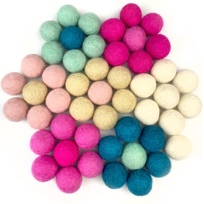 Cotton Candy Wool Felt Balls for Crafts & Sensory Play (50 Pack)