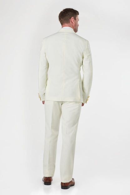 CREAM DOUBLE BREASTED TAILORED SUIT GOLD BUTTONS