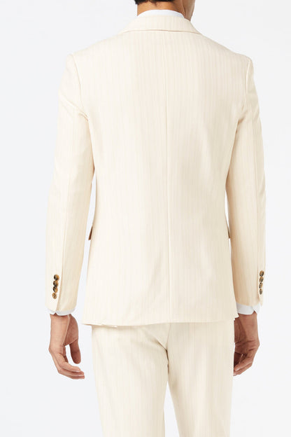 Cream Gold Pinstripe Wedding Jacket