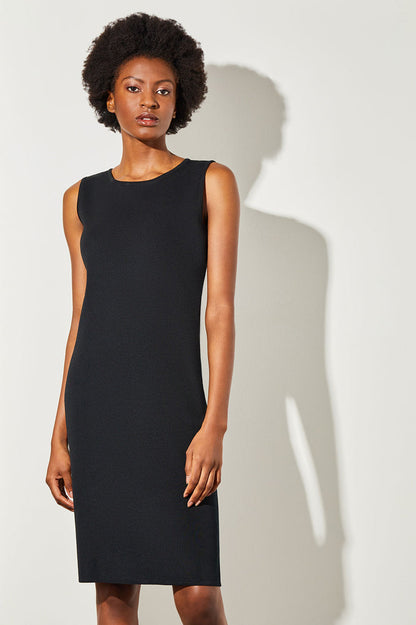 Crew Neck Tank Knit Dress, Black (VM ONLY), Black | Ming Wang