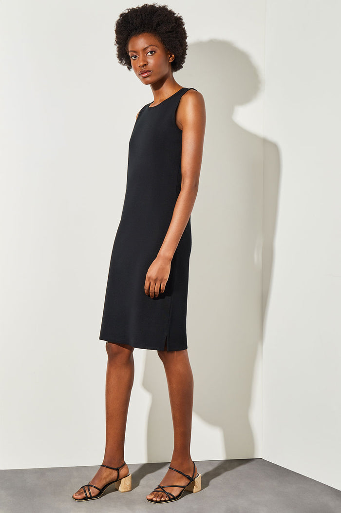 Crew Neck Tank Knit Dress, Black (VM ONLY), Black | Ming Wang