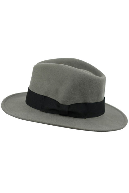Crushable Fedora 100% Wool Wide Brim Grey Hat
