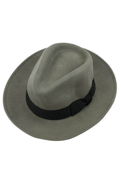 Crushable Fedora 100% Wool Wide Brim Grey Hat