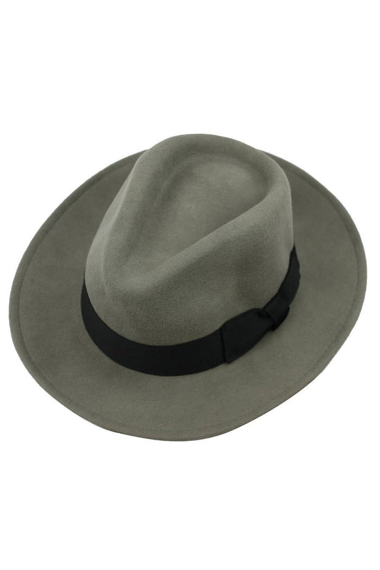 Crushable Fedora 100% Wool Wide Brim Grey Hat