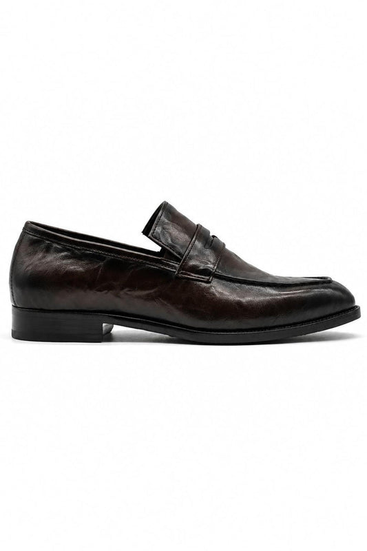 CRUX - Men’s Coffee Brown Calf Leather Penny Loafers