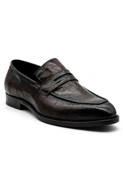 CRUX - Men’s Coffee Brown Calf Leather Penny Loafers