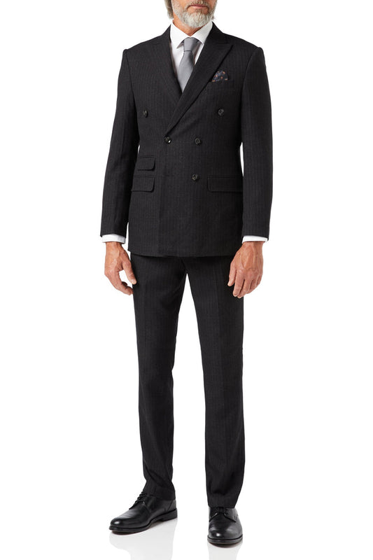 Dark Grey Double Breasted Pinstripe Suit