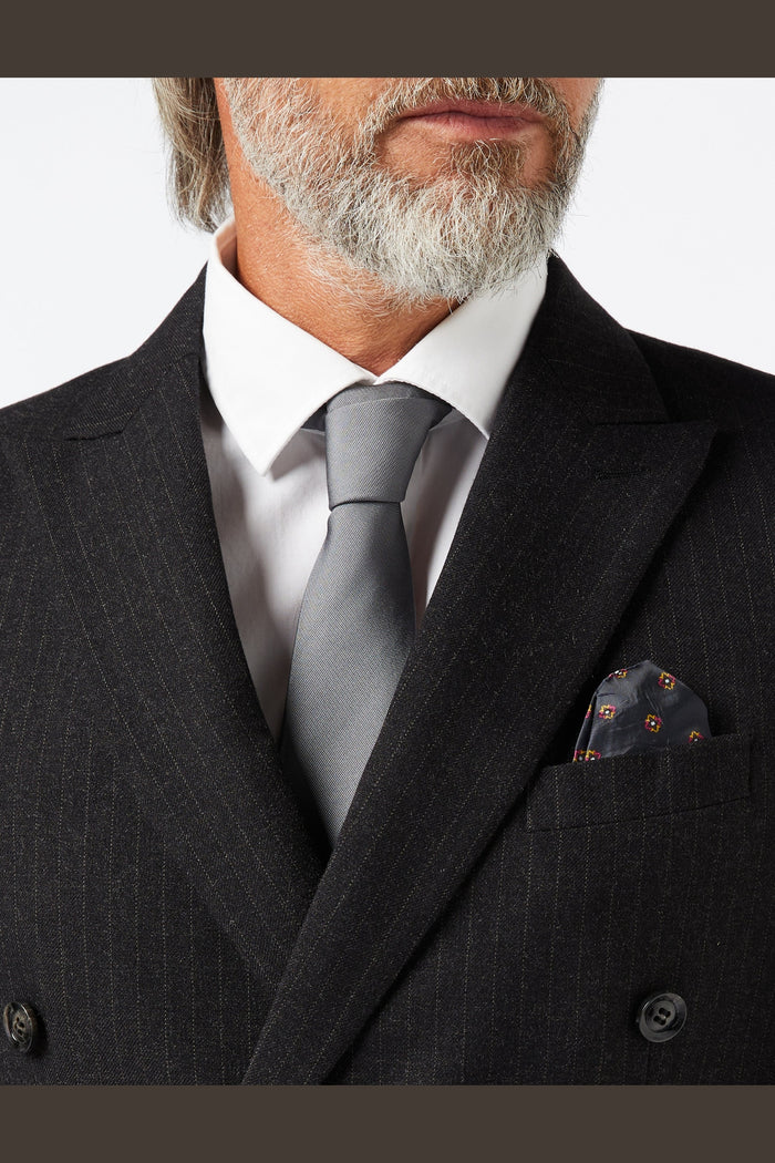 Dark Grey Double Breasted Pinstripe Suit