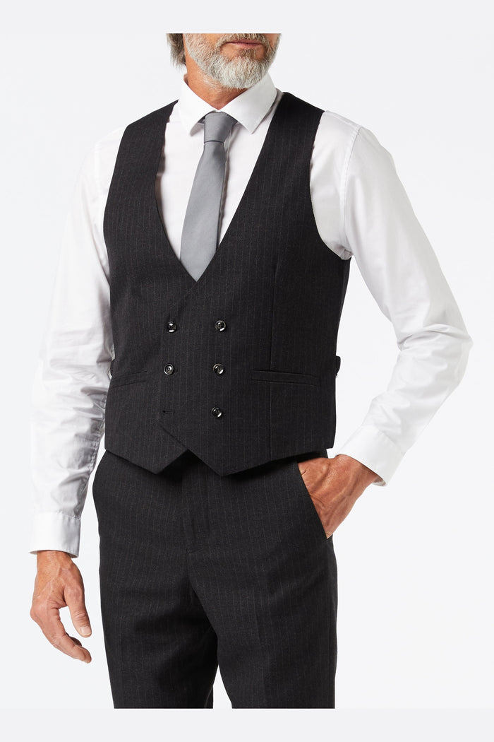 Dark Grey Double Breasted Pinstripe Suit