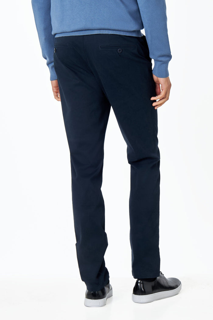DARK NAVY BLUE MENS STRETCH COTTON SMART CHINOS